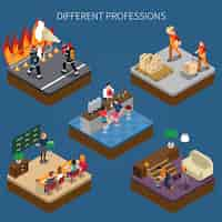 Free vector modern professions isometric