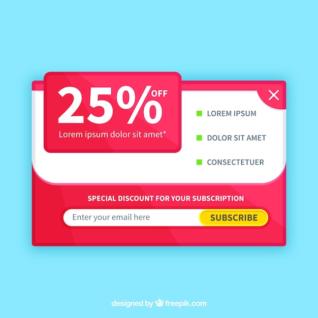 Modern promotional pop up with flat design