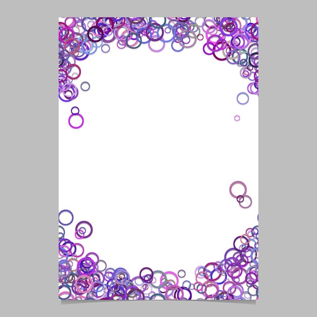 Modern random circle pattern page background template - vector blank brochure frame graphic design with purple rings