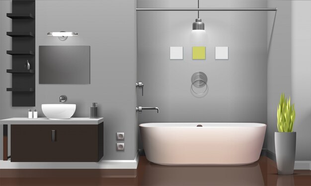 현대 현실적인 욕실 인테리어 디자인