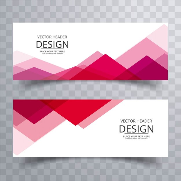 Modern red banners with triangular shapes