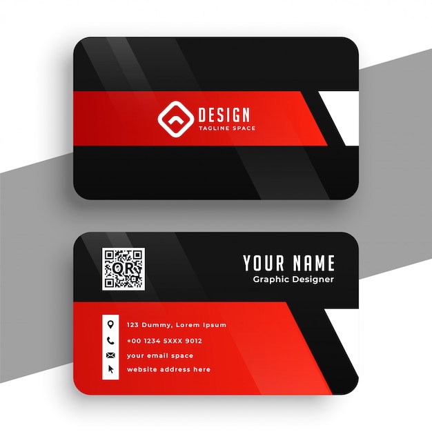Free vector modern red and black business card professional template