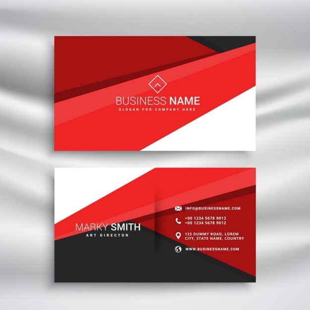 Free vector modern red and black business card wit minimal geometrical shapes