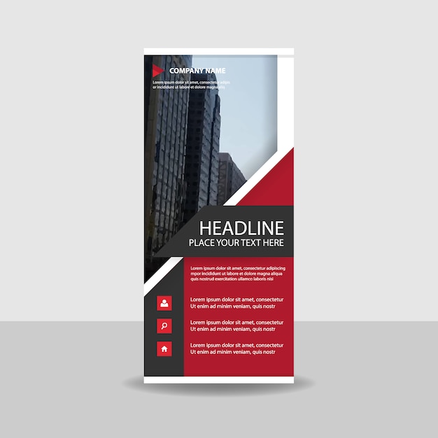 Vettore gratuito rosso creativo roll up banner template