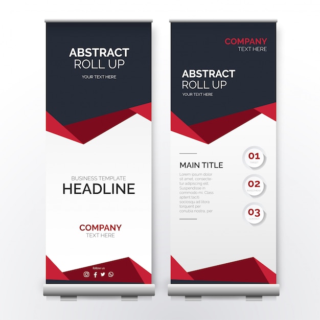 Modern Red Roll Up with Abstract Shapes