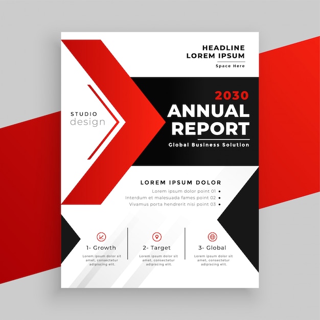 Modern red theme annual report business template design
