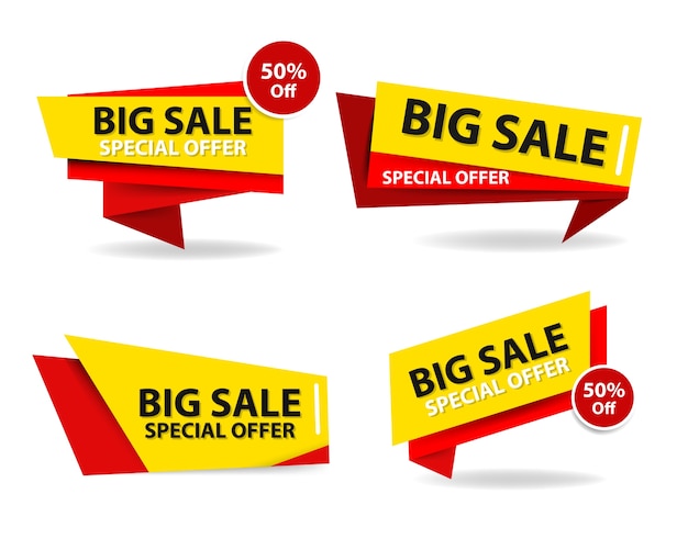 Free vector modern red and yellow shopping sale banners