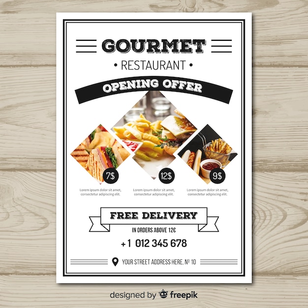 Free vector modern restaurant flyer template