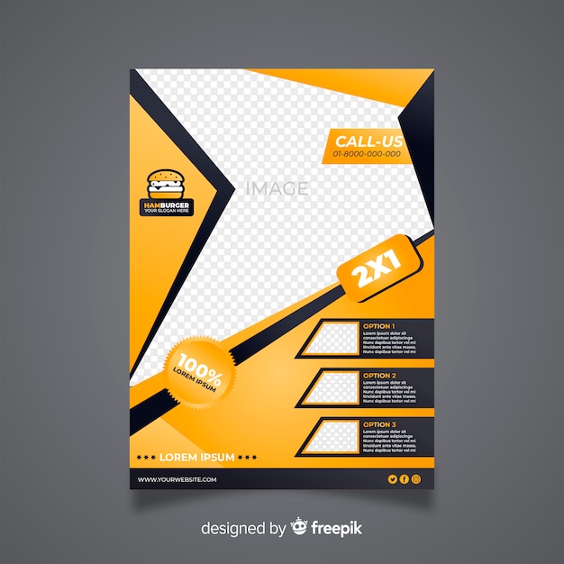 Free vector modern restaurant flyer with abstract design