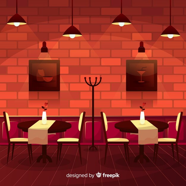 평면 디자인의 현대적인 레스토랑 인테리어