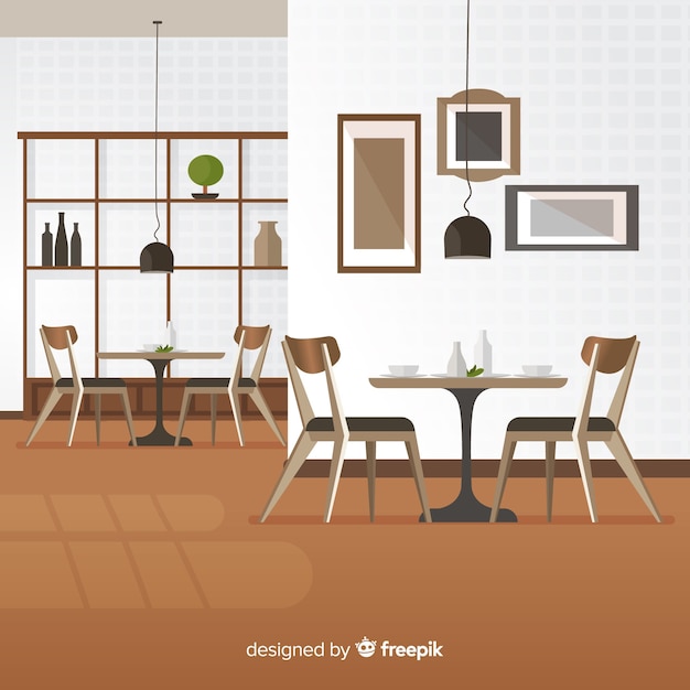 Modern restaurant interior with flat design