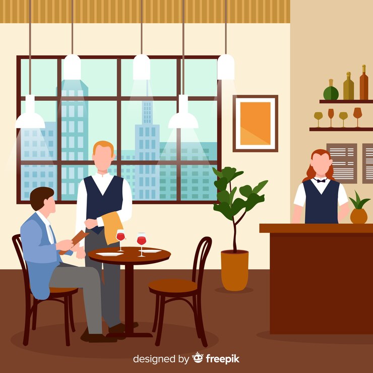 Free Vector modern restaurant interior with flat design
