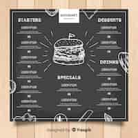 Free vector modern restaurant menu template with chalkboard style