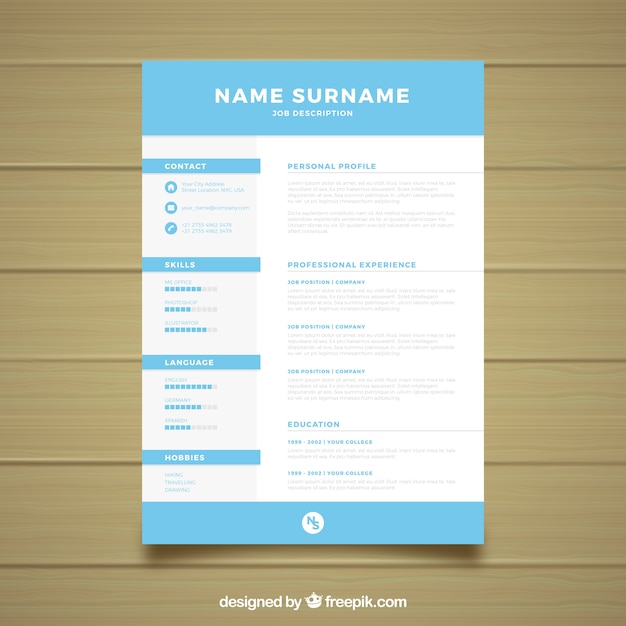 Free vector modern resume template