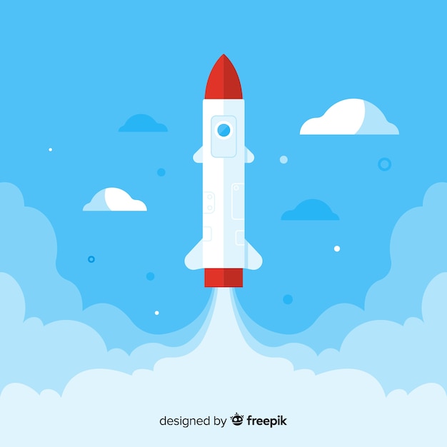 Free vector modern rocket composition with flat design