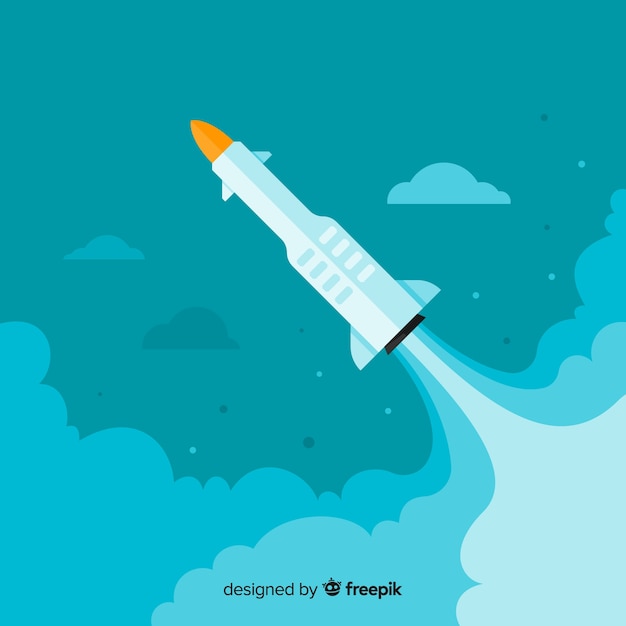 Modern rocket composition with flat design