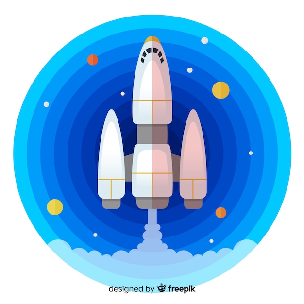 Modern rocket composition with flat design