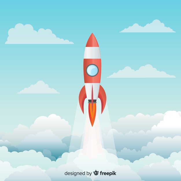 Modern rocket composition with flat design