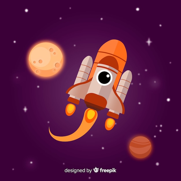 Modern rocket composition with flat design