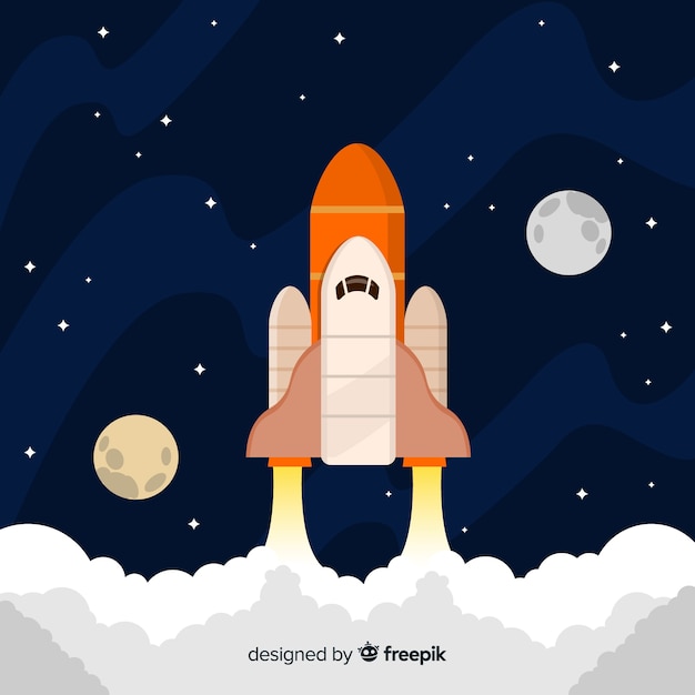 Modern rocket composition with flat design