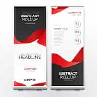 Free vector modern roll up banner with red ribbon