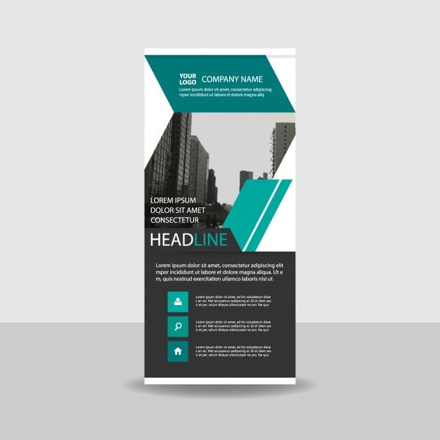 Vettore gratuito verde nero creativo roll up banner template