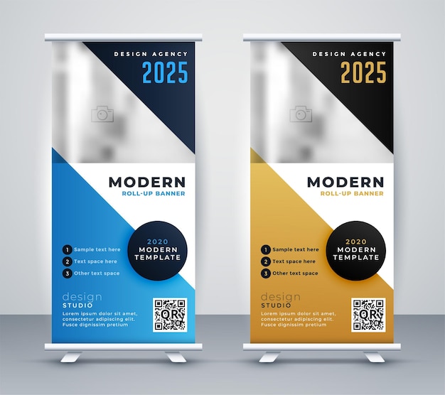 Vettore gratuito design moderno per banner roll up in piedi