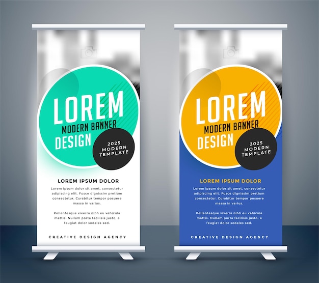 Modern roll up standee banner template design – Free Vector Download