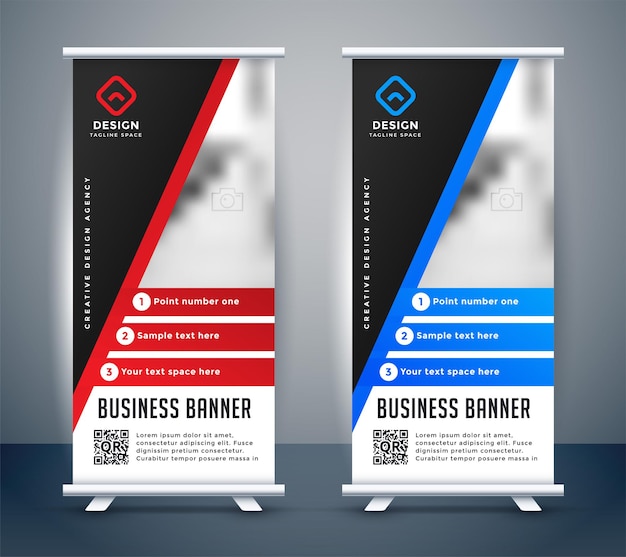 Vettore gratuito banner moderno roll up standee in due colori