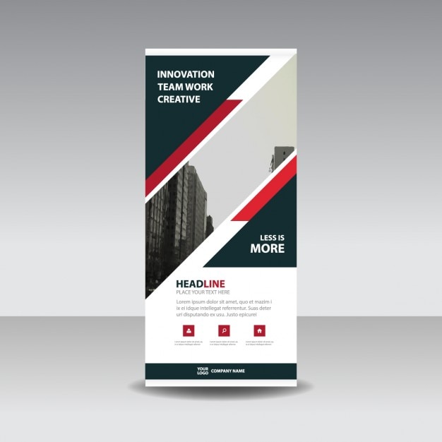 Vettore gratuito rosso nero creativo roll up banner template