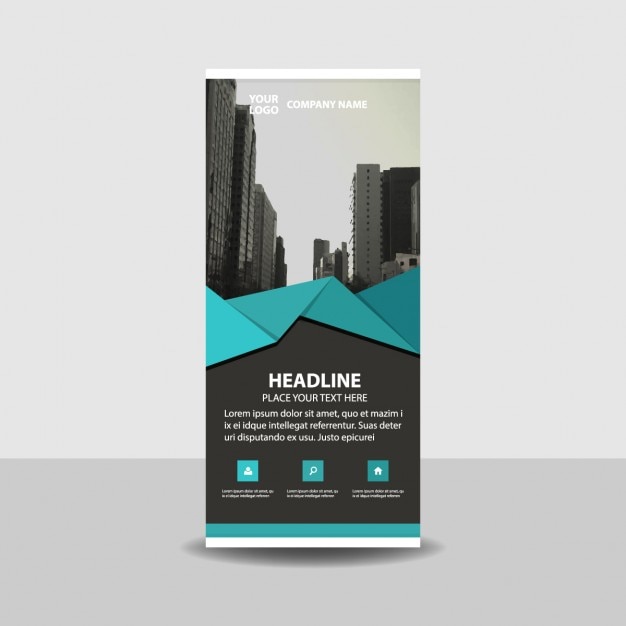 Free vector modern roll up with turquoise geometric shapes