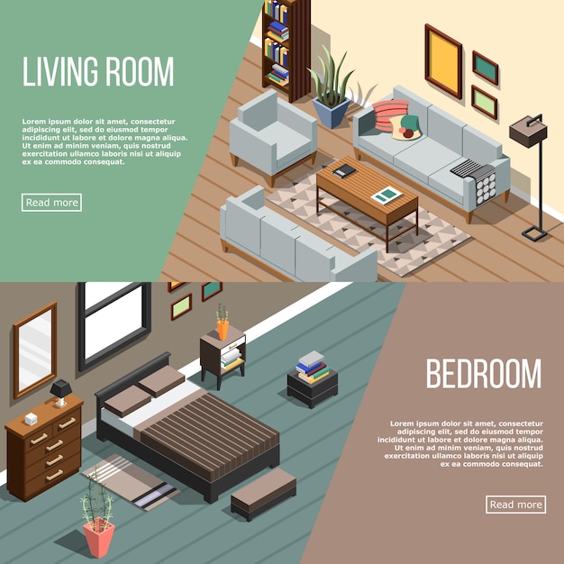 Free vector modern room banners collection