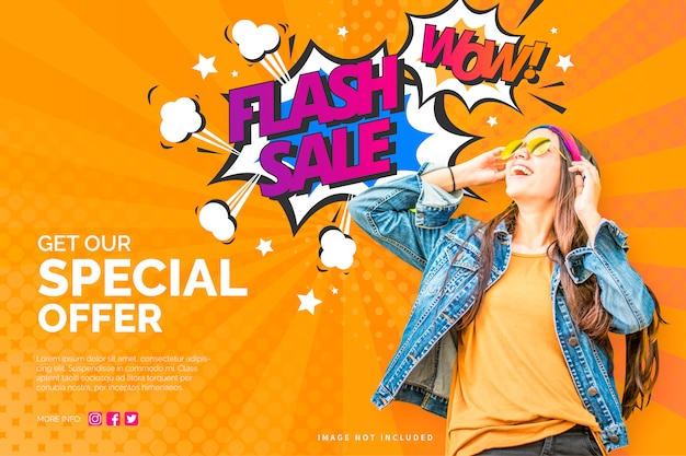 Free vector modern sale banner in colorful comic style