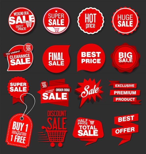 Modern sale banners and labels collection Premium Vector