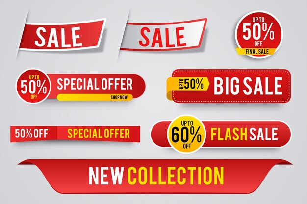 Modern sale stickers and tags colorful collection