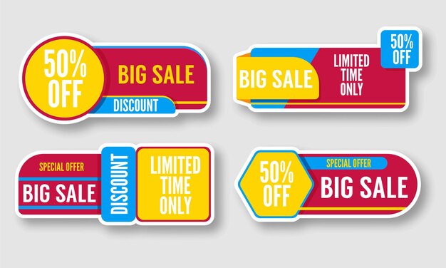 Modern sale stickers and tags colorful collection