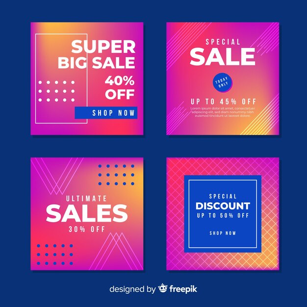 Modern sales banners collection for social media