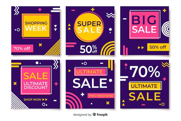 Modern sales banners for social media