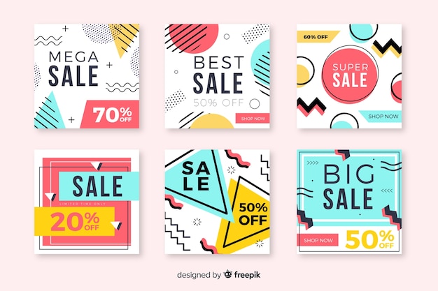 Free vector modern sales banners for social media