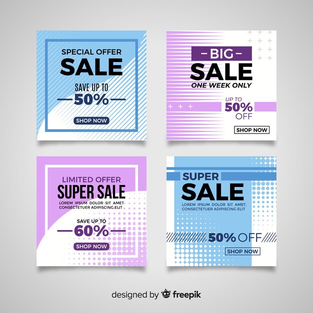 Modern sales banners for social media