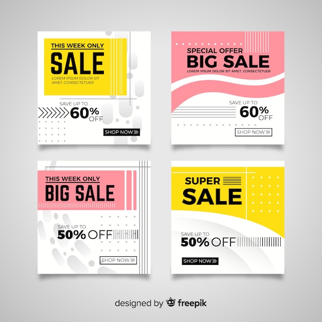 Free vector modern sales banners for social media