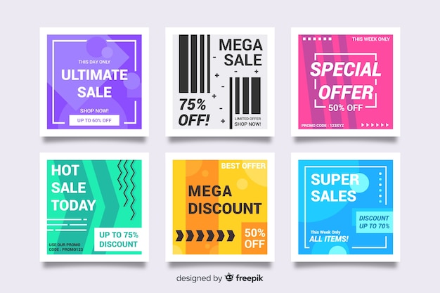 Modern sales banners for social media