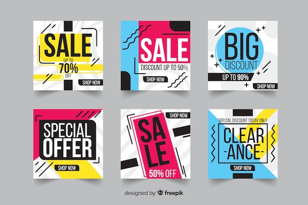 Modern sales banners for social media