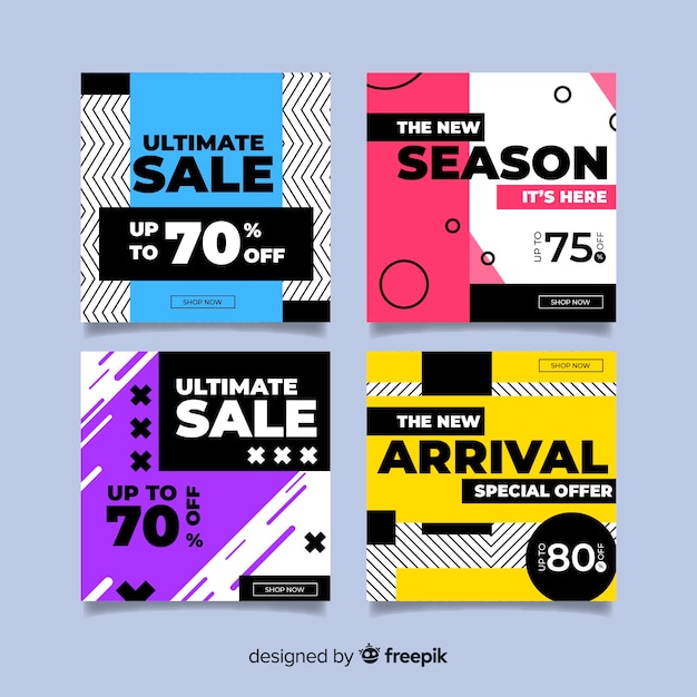 Free vector modern sales banners for social media