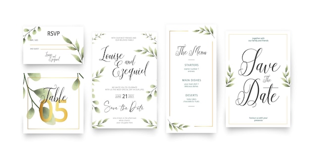 Modern save the date wedding stationery pack template