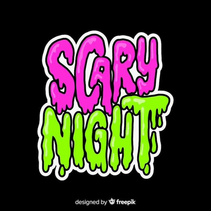Free Vector modern scary night halloween lettering