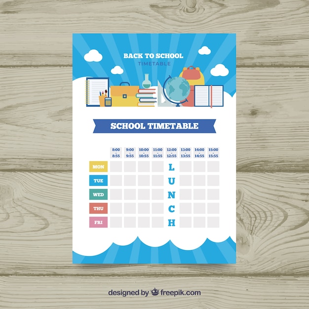 Free vector modern school timetable