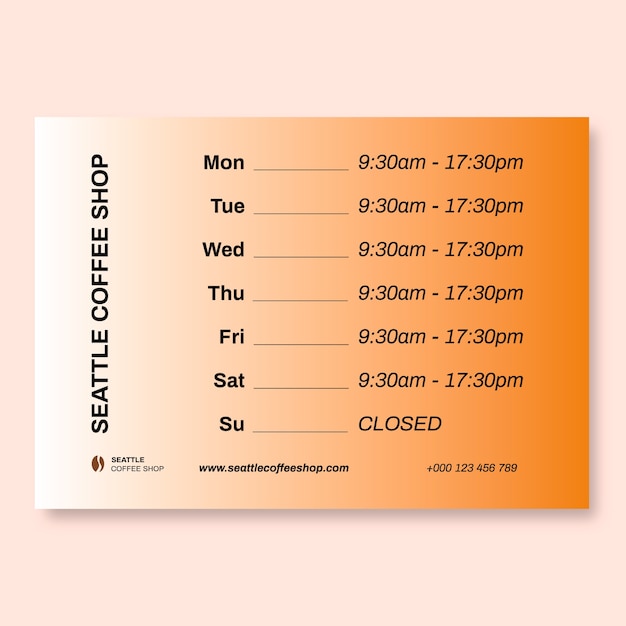 Free vector modern seattle coffee shop schedule