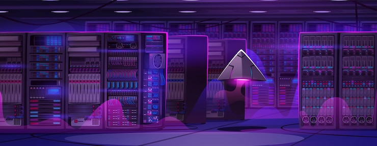 Free Vector modern server room with data storage equipment