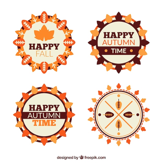 Free vector modern set of badges to celebrate autumn